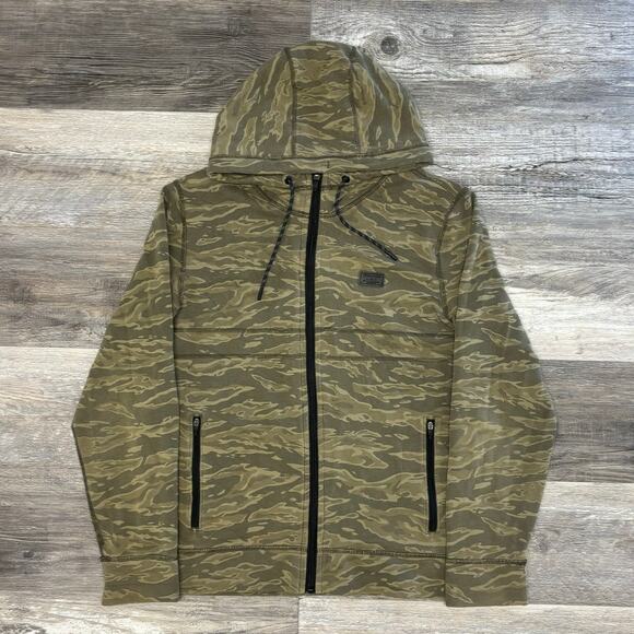 Abercrombie &‎ Fitch Green Camouflage Mens Small Full Zip Drawstring Camo Hoodie - Picture 1 of 8